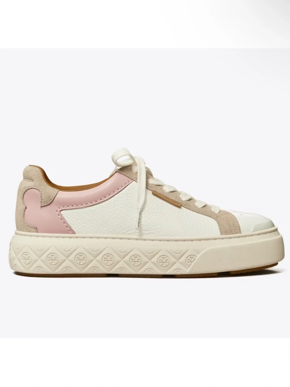 Tory Burch Ladybug Leather Sneakers with Pink & Tan Accents